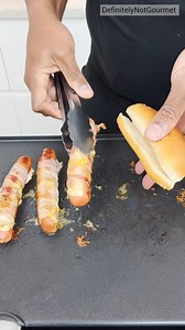 Bacon Wrapped Cheese Stuffed Hotdogs | Definitely Not Gourmet