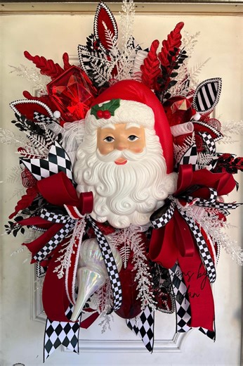 Christmas Santa Wreath - Etsy