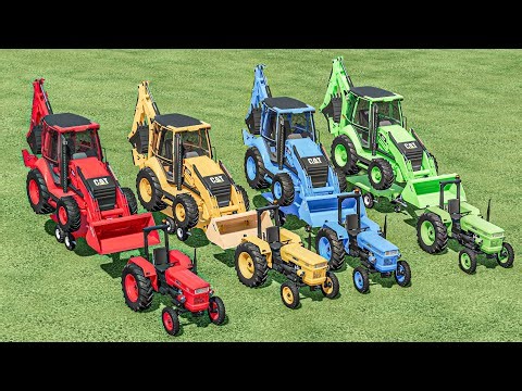Work With COLORs - BALING CAT BACKHOE LOADER ! Farming Simulator 22