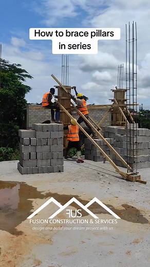 Bracing of columns in series #constructionwork #buildingtips #batimentconstruction