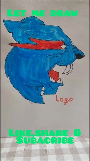 Hand-Drawn Logo Animation – Blue Predator Mascot#art #logo#letmedraw