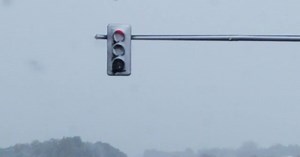 LED traffic lights blocked by snow on Sunday