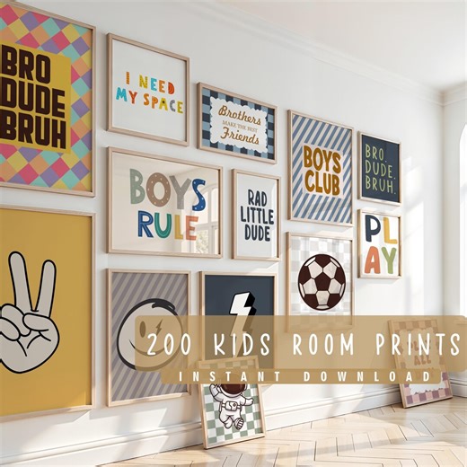 200  Boys Room Wall Art Prints Bundle, Kids Quote & Sports Decor, Playroom Printable Posters, Instant Digital Download - Etsy