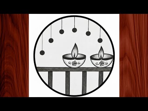 "How to Draw Happy Diwali Drawing | Easy Diya Art Step by Step | Diwali Pencil Sketch"