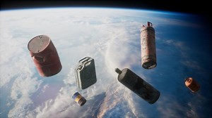 débris spatiaux, pollution de l'atmosphère de la planète terre et de l'espace par les déchets humains. éléments fournis par la nasa