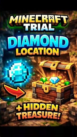 Minecraft Trial Diamond Location 💎 | Hidden Treasure Chest 😱 (Exact Coordinates) #minecraft #shorts