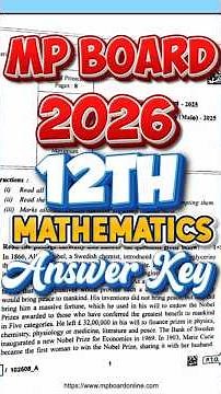 MP Board Class 12th Mathematics Answer Key 2026| Full Paper Solution MPBSE 12th Answer Key 2026