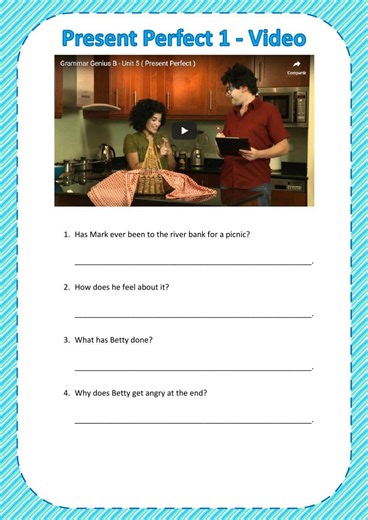 Present Perfect - Videos worksheet