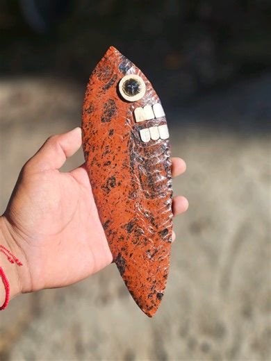 Tecpatl en obsidiana caoba #flintknapping #tecpatl #mahoganyobsidian #knife #obsidian