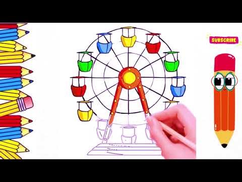 How to draw easy carnival big ferris wheel | easy drawing step by step for kids
