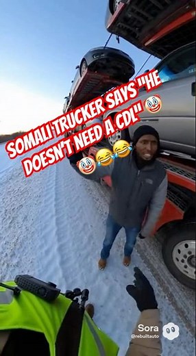 Somali trucker says doesn’t need a CDL #bodycam #trucker #trucking #cdl #carhauler #diesel