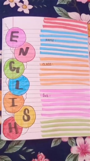 English notebook first page design decoration rainbow theme #youtube #art #viral #trend #song