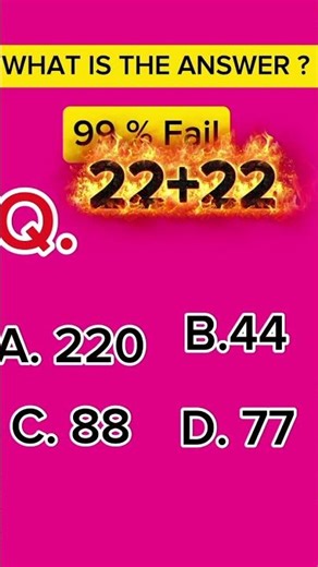 Only Geniuses Get This Right! 😱 22+22 Math Puzzle ?.