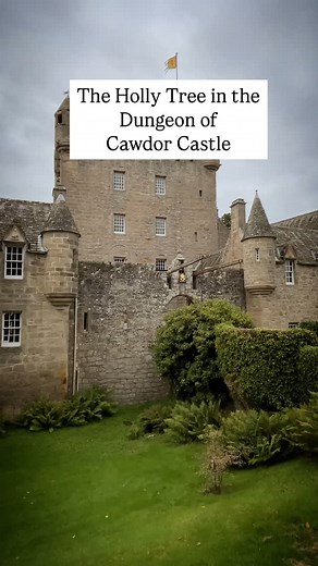 Deep in the arched dungeon of Cawdor Castle there remains the weathered trunk of an old holly tree. Radiocarbon dating of the wood indicates that it dates back to around the year 1372. Centuries ago, the Thane of Cawdor, lived in a very different castle about a mile away. It is said the Thane wanted a bigger, stronger and better castle. One night he had a prophetic dream that gave him the instructions of exactly where to build this new castle. Following his dream He put a large trunk of gold on 