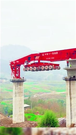 The whole process of bridge erecting machine beam #highwaydevelopment #technology #mountains