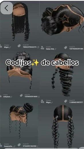 codijos de cabellos que te podrían servir roblox✨✨✨