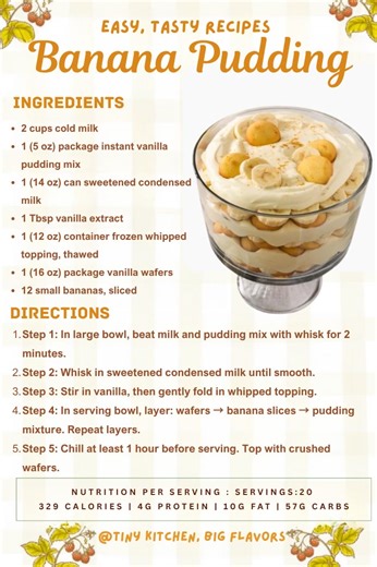 🍌 The Best Banana Pudding – Creamy, Dreamy & Irresistible! This legendary Southern dessert is pure nostalgia in a bowl! Layers of vanilla wafers, fresh bananas, and the creamiest no-bake pudding come together to create the ultimate comfort dessert that always disappears fast. #BananaPudding #SouthernDessert #NoBake #ComfortFood #PotluckFavorite #EasyDessert | Tiny Kitchen, Big Flavors