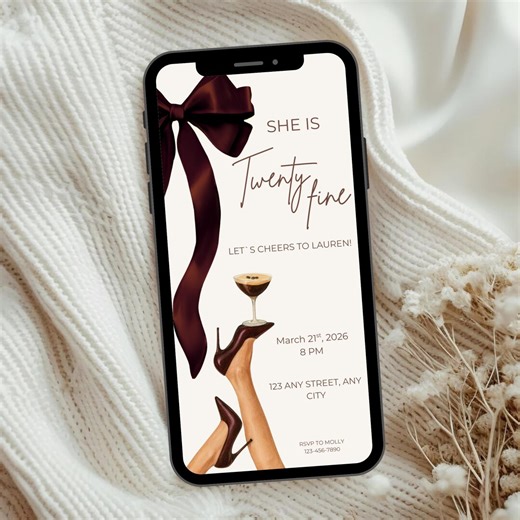 Editable 25th Birthday Invitation, Burgundy Twenty Fine Template, Modern Printable Birthday Invite, Digital Download - Etsy