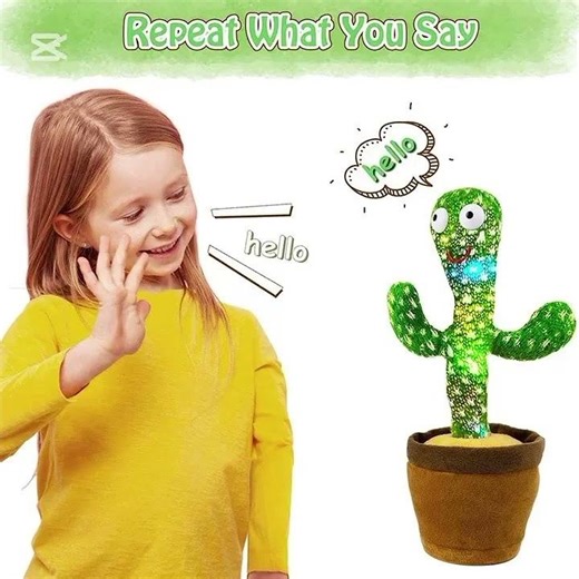 Dancing Cactus Toy – Singing, Talking, Voice Recording Plush with USB Rechargeable Fu