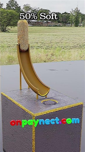 0% Rigid vs 100% Gold Cylinder Outdoor Slide Drop Test ¦ 3D Soft Body Simulation
