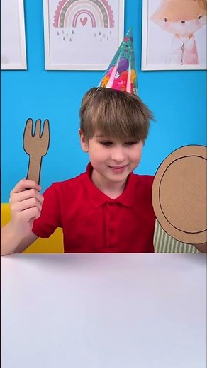 Monster Took the Cake! 🎂 Can Mom Fix It with Cardboard? 😲 #shorts #kids