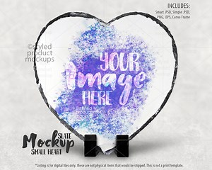 Heart Shaped Photo Slate Mockup | Add Your Own Image and Background | Dye Sublimation Mockup - Etsy