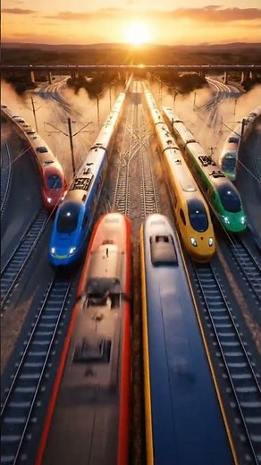 4 Trains High-Speed Crossing | Extreme Precision at Railway Intersection | 8K Cinematic #train #fyp