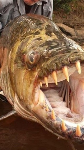 -Mr. Vivek on Instagram: "Goliath Tiger Fish: The Apex Predator of African Waters Move over, land tiger — here's your underwater rival! Meet the Goliath Tiger Fish, Africa’s most feared and ferocious freshwater predator. With razor-sharp teeth and a 70 kg muscle-packed body, it hunts even crocodiles! It senses the slightest vibration and launches lightning attacks — even birds aren’t safe. Sharks may rule the seas, but in African rivers, this tiger swims supreme. #africanwildlife #africananimals