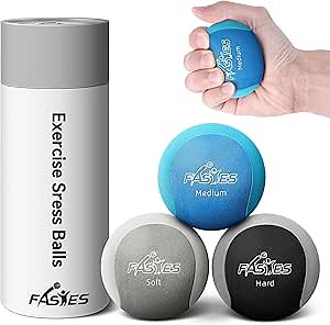 Tri-Density Stress Balls for Adults - Soft, Medium, Hard (3 Pack) - Hand Therapy, Anxiety Relief, Grip Strength Exercise