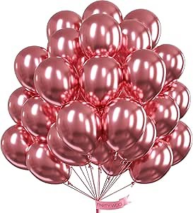 PartyWoo Metallic Pink Balloons 50pcs Chrome Hot Pink Magenta Fuchsia Color | 12 Inch Balloons for Birthday Anniversary Bachelorette Wedding Baby Shower Gender Reveal 1950s Party Decorations Pink-G104