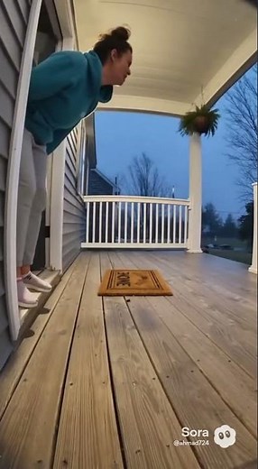 Cat Blown Away by Storm… Owner’s Heartbreaking Reaction 😢 | Doorbell Cam Footage #aishorts