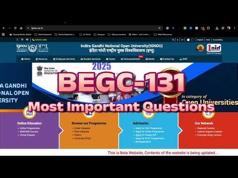 Most Important Questions for IGNOU BEGC 131 Exam 2025