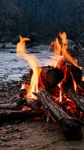 Campfire by a Forest River 🔥 Peaceful Nature Sounds
