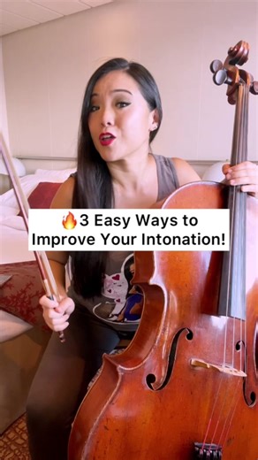 🔥3 Easy Ways to Improve Your Intonation on Cello! All three methods involve listening carefully and continually adjusting! Comment below which method you find the most useful now! #cello #cellotechnique #intonation #playintune #cellotip #celloteacher #cellostudent
