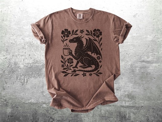 Boho Dragon Shirt, Dragon Coffee Lover, Oversize, Womens, Mens, Comfort Colors T-shirt - Etsy