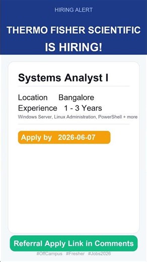 Thermo Fisher Scientific | Systems Analyst I | Off Campus 2026 | Apply Now | Bangalore