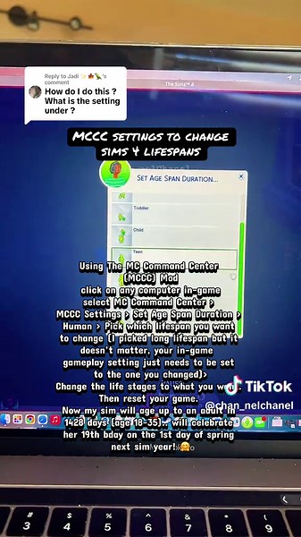 Replying to @Jadi ✨🍁🦜 MCCC settings to change sims 4 lifespans #sims4 #sims4gameplay #mccc #thesims #simstok