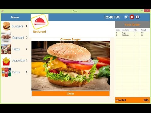 C# - Designing a Responsive Flat desktop Application of a Fast Food Restaurant