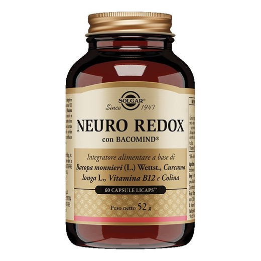 Solgar Neuro Redox | Bacopa Curcuma Memoria Nervoso | 60 Capsule