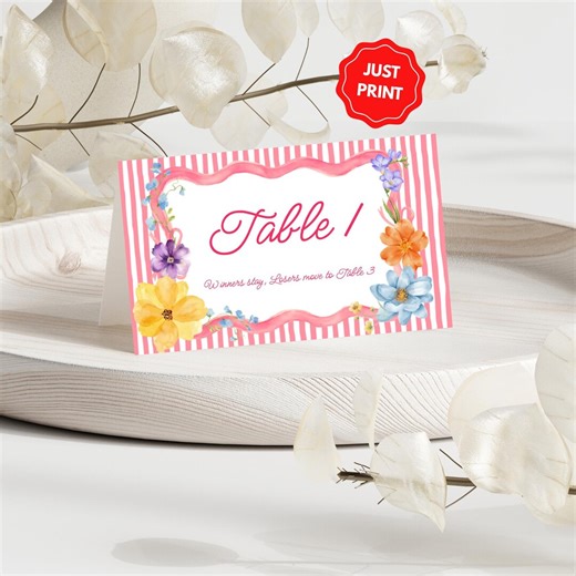 Spring Bunco Party Table Numbers Printable, Floral Bunco Tent Cards 1–3, Wildflower Girls Night Game Party Decor, Foldable Bunco Table Signs - Etsy