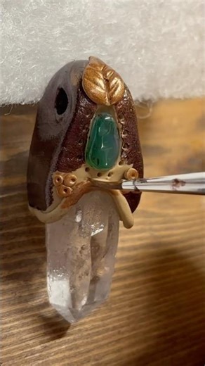 Polymer Clay Crystal Pendant Necklace ~ Clear Quartz and Agate