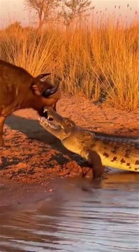 African Buffalo vs Nile Crocodile: Muddy Riverbank Showdown #wildlifeentertainment #wildliferescue