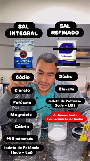 Daniel Nou on Instagram: "Sal integral é vida, observe seu sal tem apenas 2 ingredientes, Sal e iodeto de potássio."