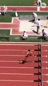 High school track athlete stuns crowd with double somersault over finish line