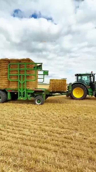 Tractor in action: Hay bale collection