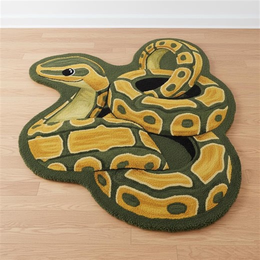 Hand-tufted Wool Snake Rug – Green & Yellow Python Carpet - Etsy
