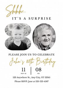 Surprise 80th Birthday Invitation Template With Photo (editable, Printable) - Etsy