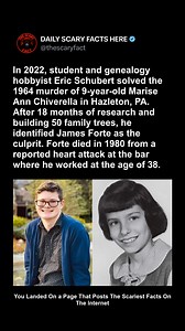 Eric Schubert, a college student and amateur genealogist, shocked law enforcement professionals when he successfully solved the 1964 cold case murder of 9-year-old Marise Ann Chiverella in Hazleton, Pennsylvania. Marise had been abducted, r@ped, and murdered while walking to school. The case haunted her community for nearly six decades. Eric offered his help to police, and after 18 months of analyzing DNA data, uploading profiles to public ancestry databases, and building over 50 family trees, h