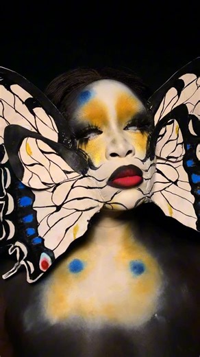 Oby Kinika on Instagram: "3D butterfly Makeup 🦋🦋 You won’t believe I did this makeup twice😭😅 Anyways tutorial on how I made this from scratch drops tonight 😍. . . . #contentcreator #makeup #halloweenmakeup #creativemakeup #halloween #makeupartist"