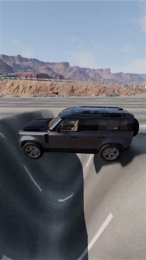 At which speed defender can cross hole safely??#beamngdrive
